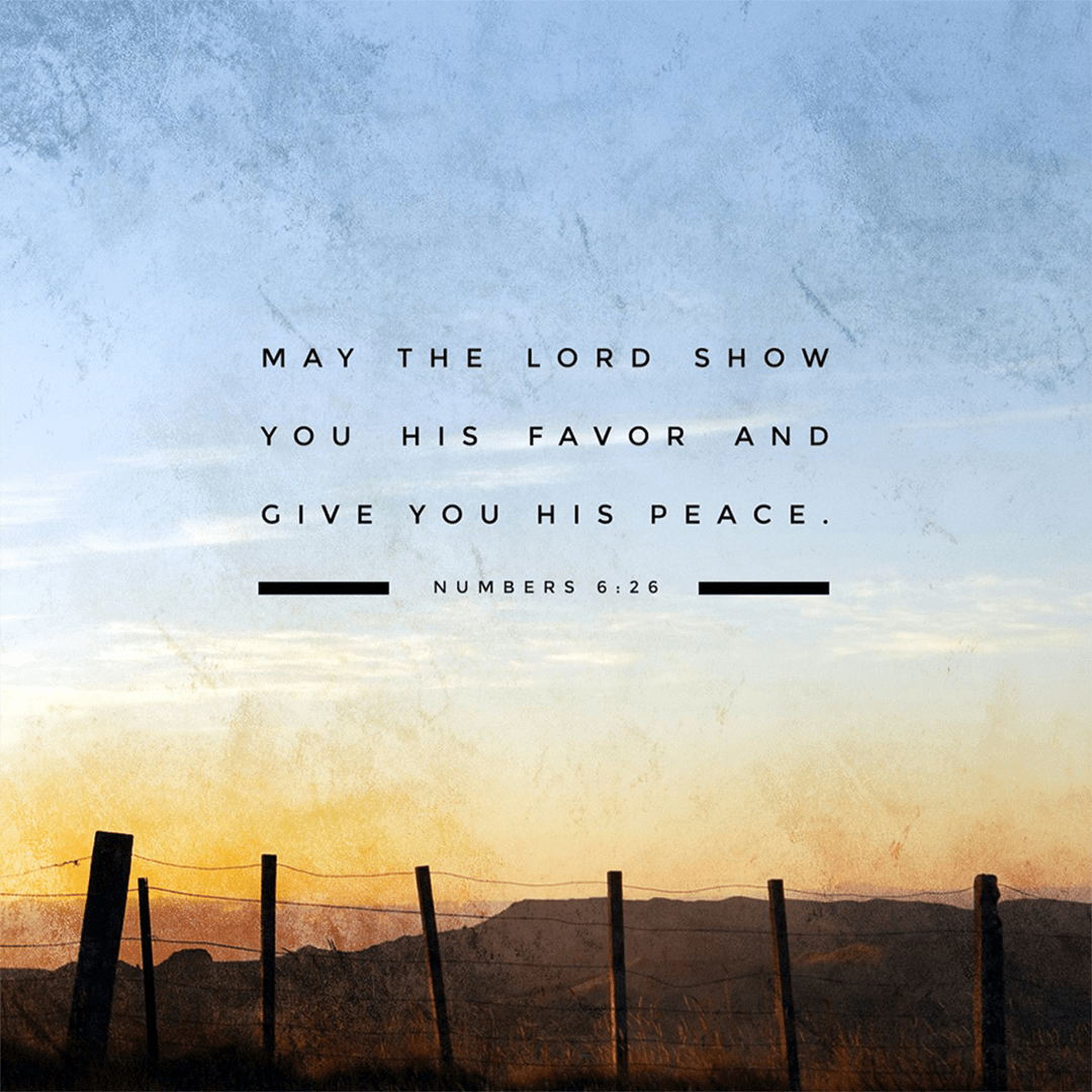 Numbers 6:26 May The Lord Show You His Favor And Give You His Peace
